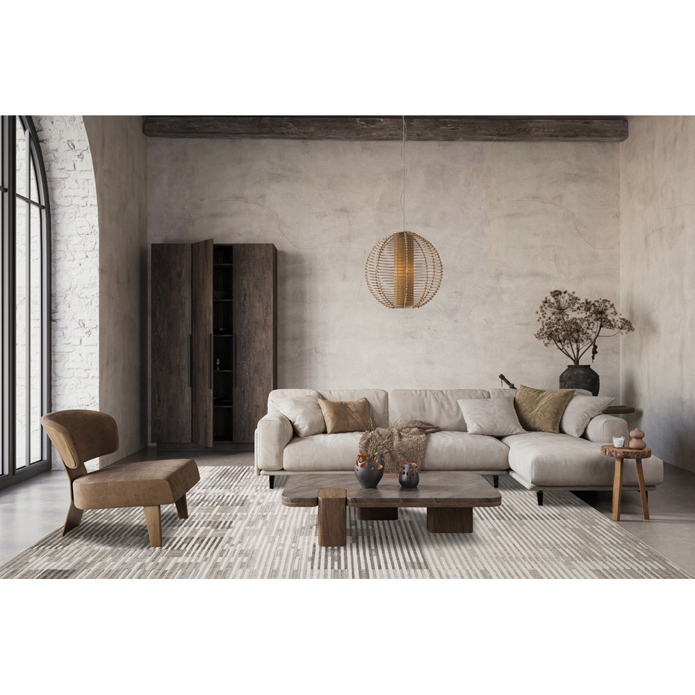 Mayfair Living Room Area Rug Metallic Sheen Contemporary Modern Matrix Design - Stone 160cm x 230cm Image 5