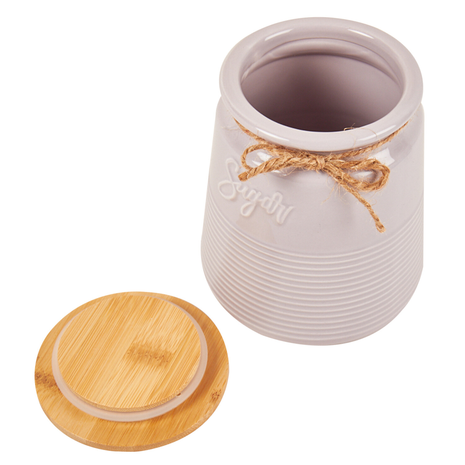 Ribbed Canister with Twine - Sugar Image 4