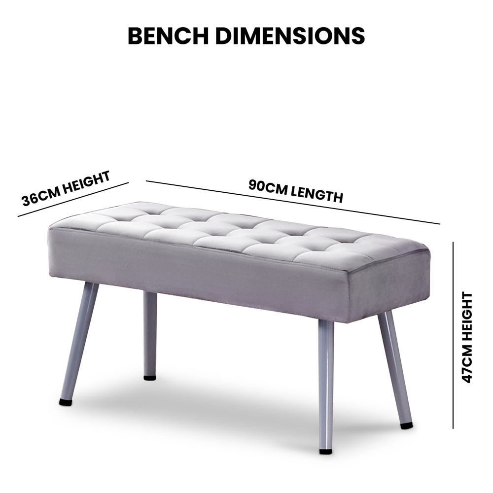 Kosy Koala 4 Seater Dining Set with Bench Dark Grey and Grey Velvet Image 7