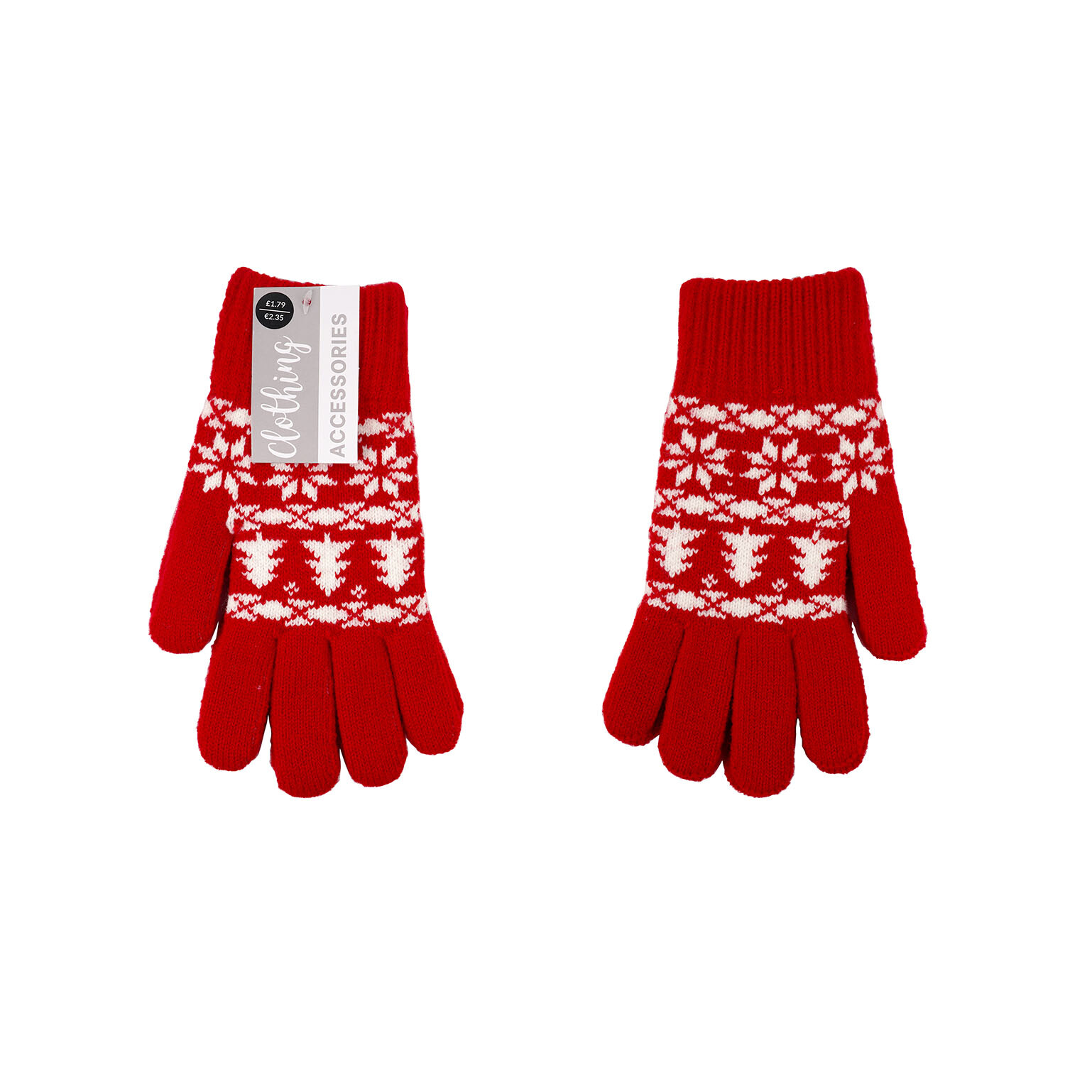 Christmas Gloves Red and White  - Red and White Image 3