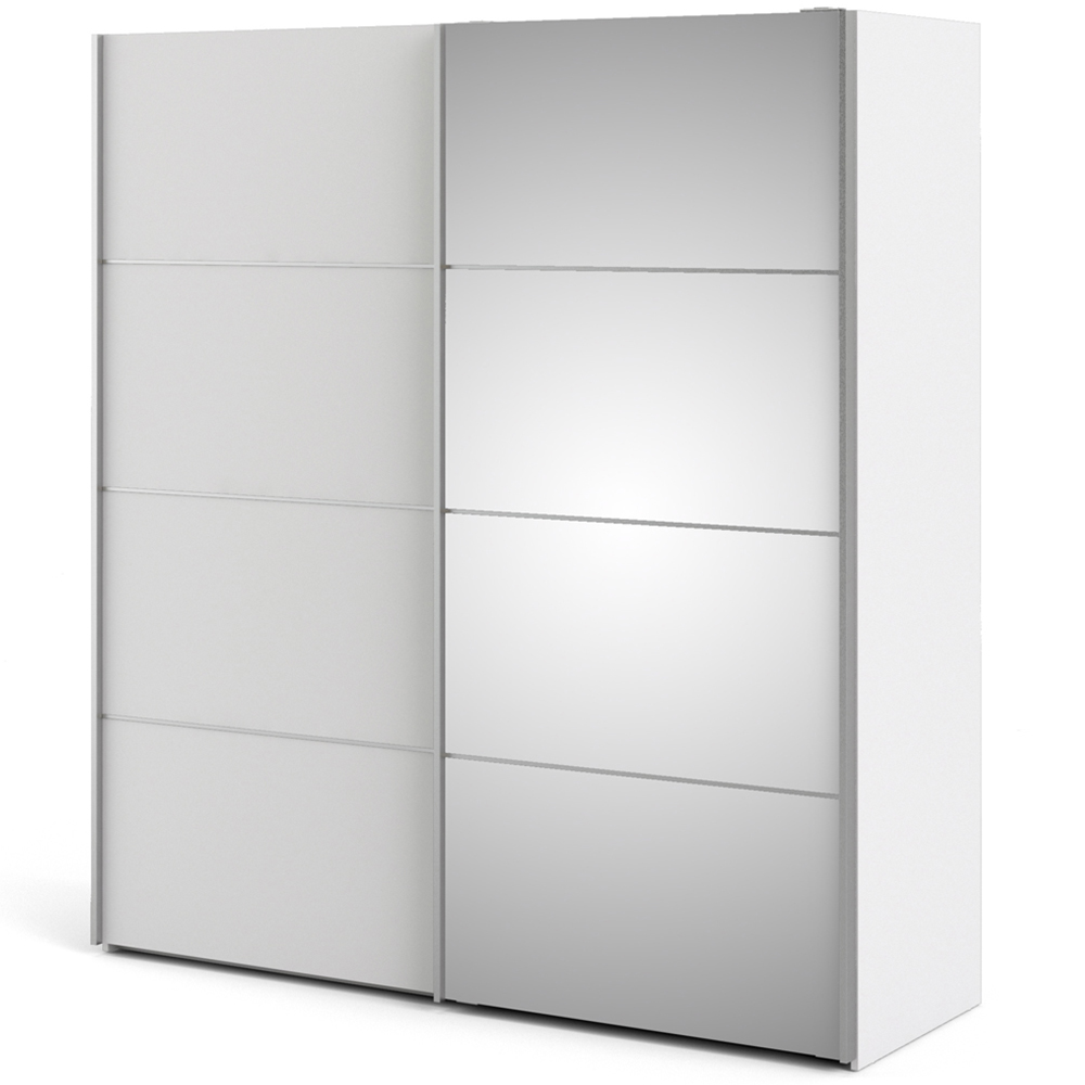 Verona 2 Door 5 Shelf White Mirrored Sliding Wardrobe Image 4
