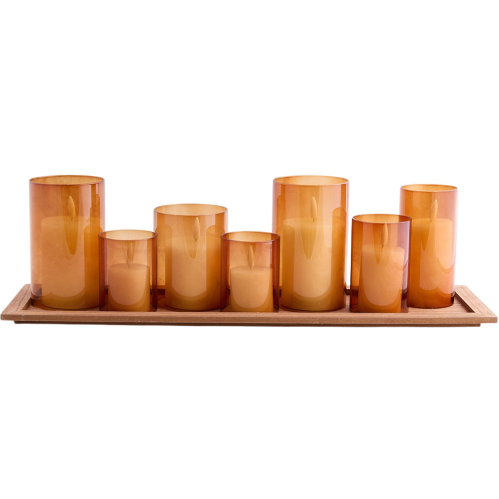 Set of 7 LED Candle Tray Amber Image 5