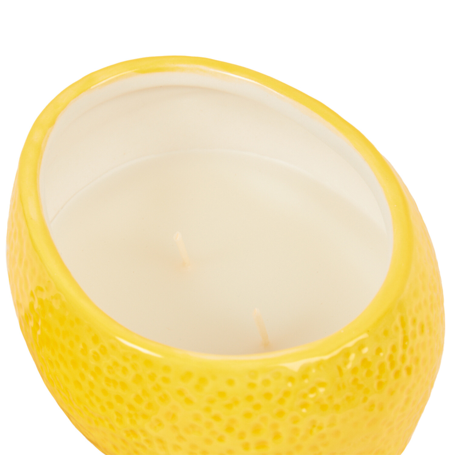 Lemon Shaped Ceramic Candle - Yellow and Green Image 4