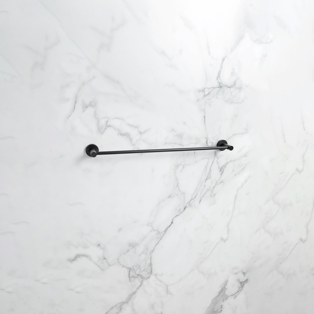 Bristan Solid Brass Matt Black Wall Mounted Round Towel Rail 595mm Image 4