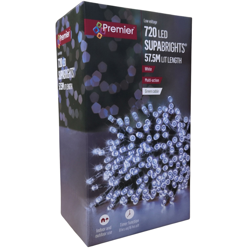 Premier SupaBrights 720 Cool White LED Multi-Function Green Cable String Light 57.5m Image 2