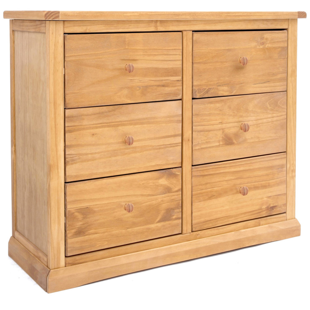 Cabinet Bits Lucca 6 Drawer Brown Wood Knob Chest of Drawers Image 2