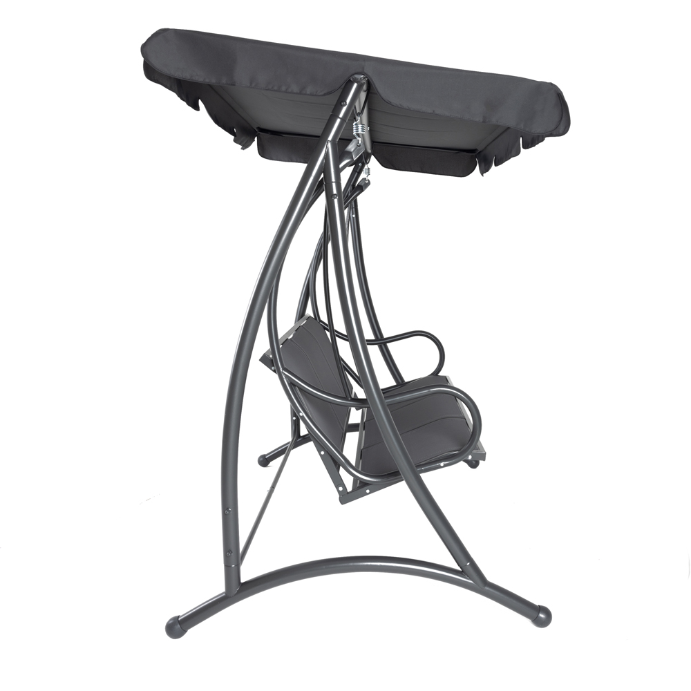 Charles Bentley 3 Seater Grey Garden Swing Seat with Canopy Image 3