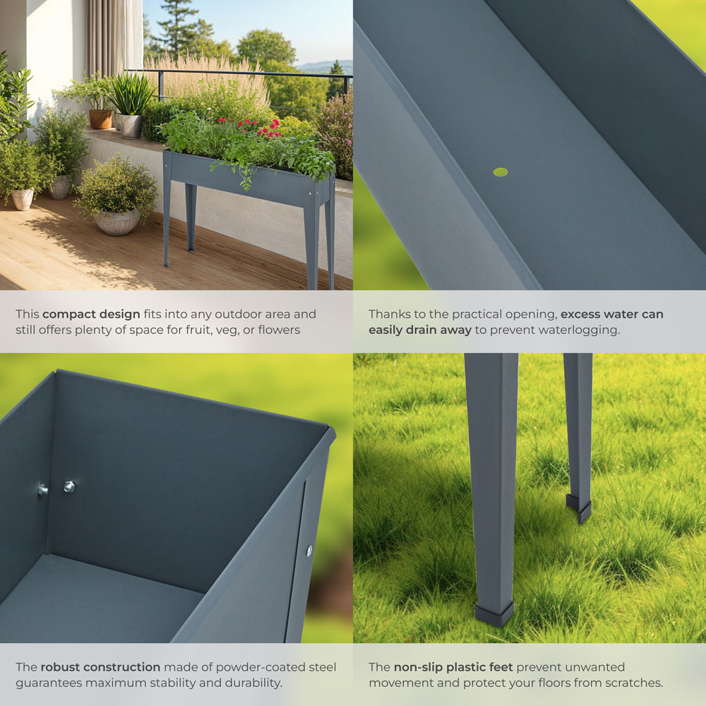 tectake Calendula Anthracite Raised Bed with Drainage Hole 42L Image 4