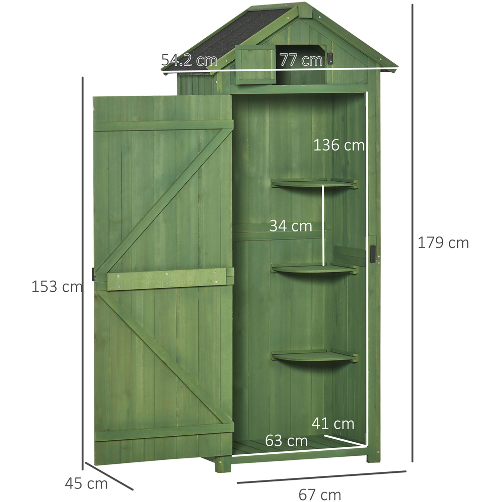 Outsunny 6 x 2ft 3 Shelf Green Tool House Garden Shed Image 7