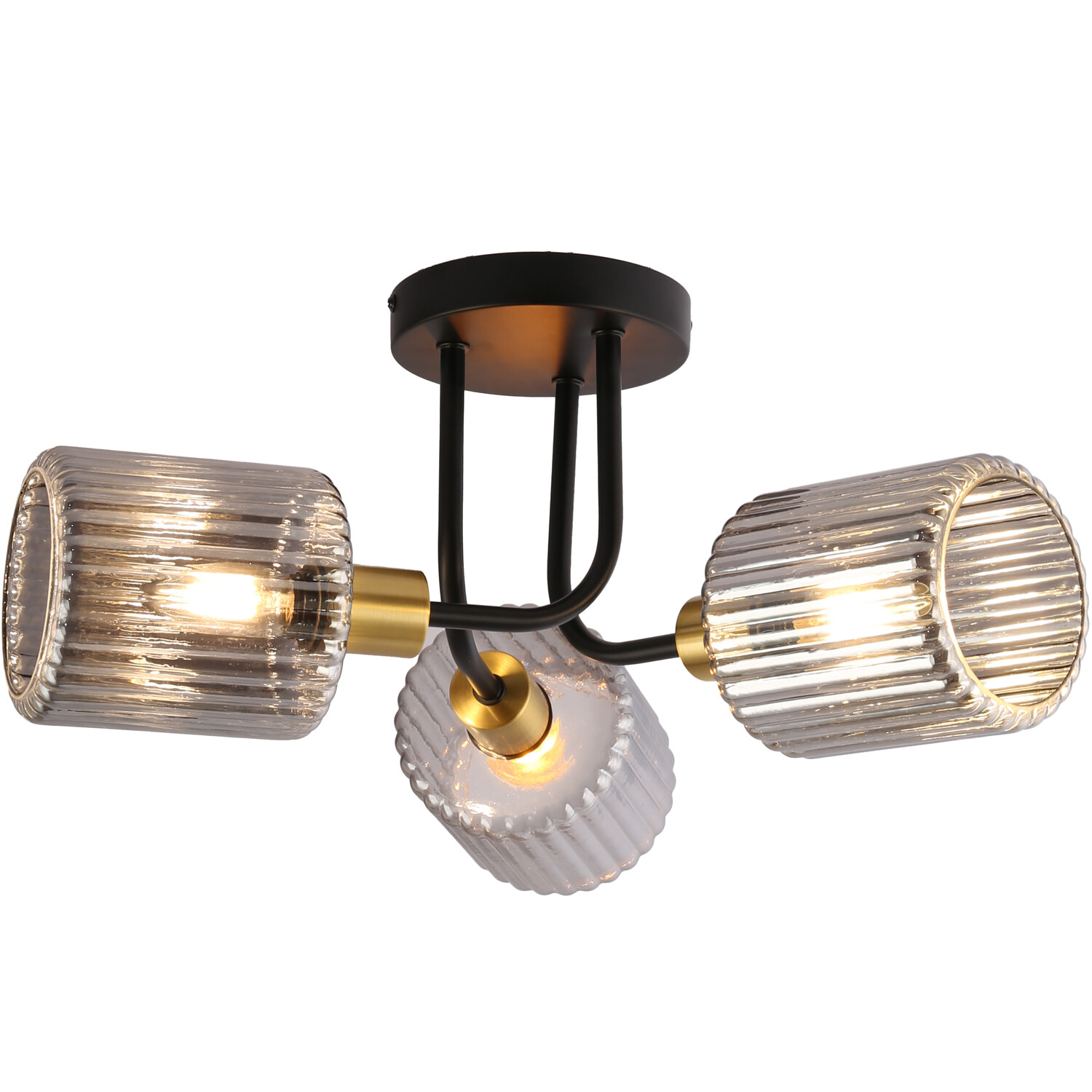 Roman 3 Arm Flush Ceiling Fitting Smoked Black Image 2