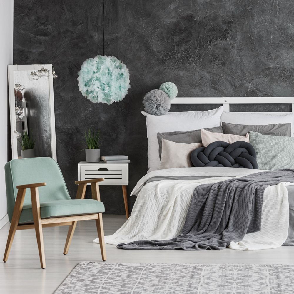 Happy Homewares Small Duck Egg Feather Decorated Pendant Shade Image 2