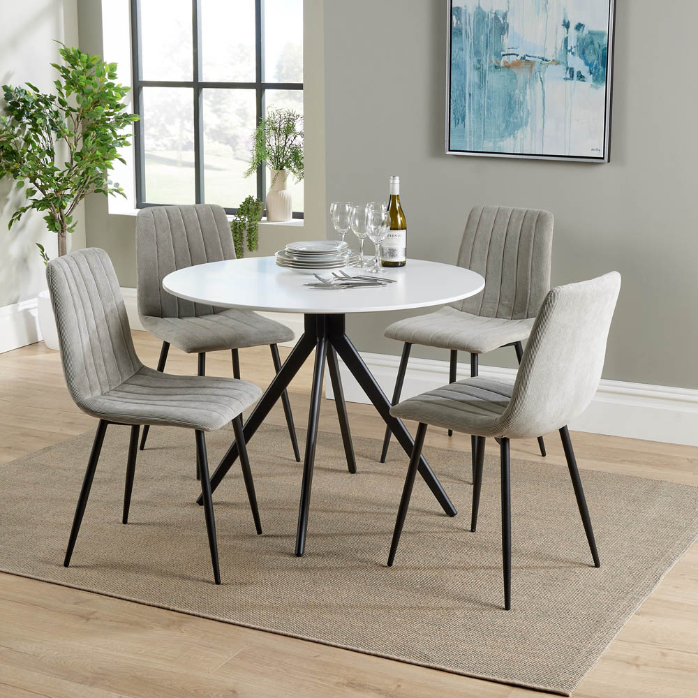 Core Products Aspen 4 Seater Round Dining Set White and Light Grey Image 4