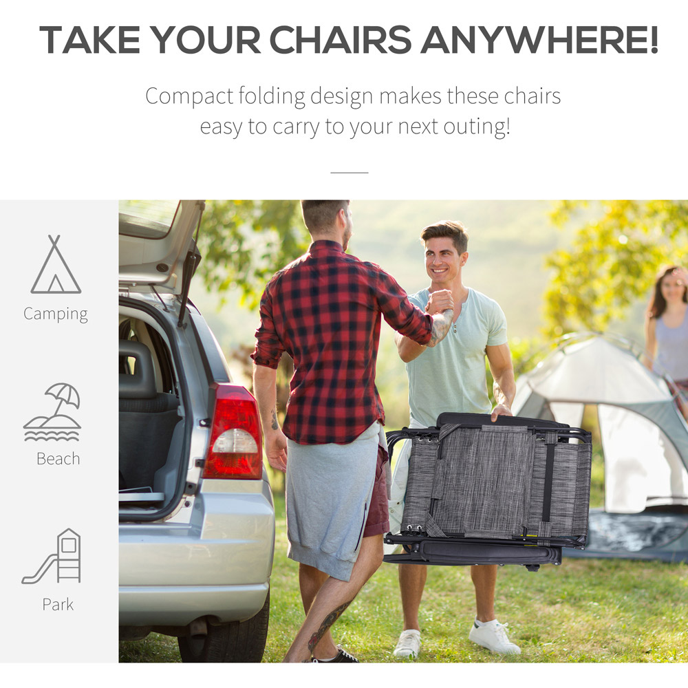 Outsunny Grey Zero Gravity Foldable Garden Recliner Chair with Canopy Image 6