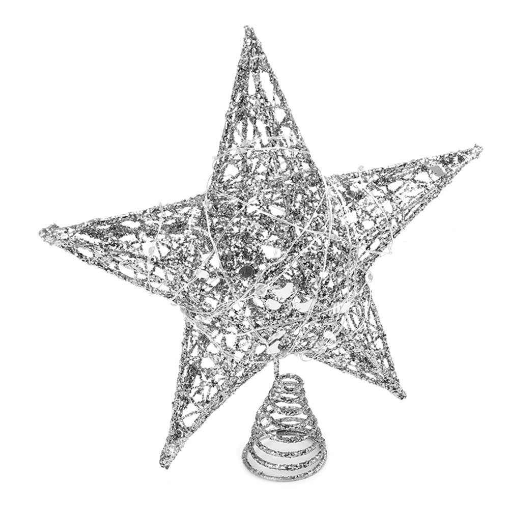 Living and Home Decorative Star Sequins Christmas Tree Topper with LED Light 20cm Image 3