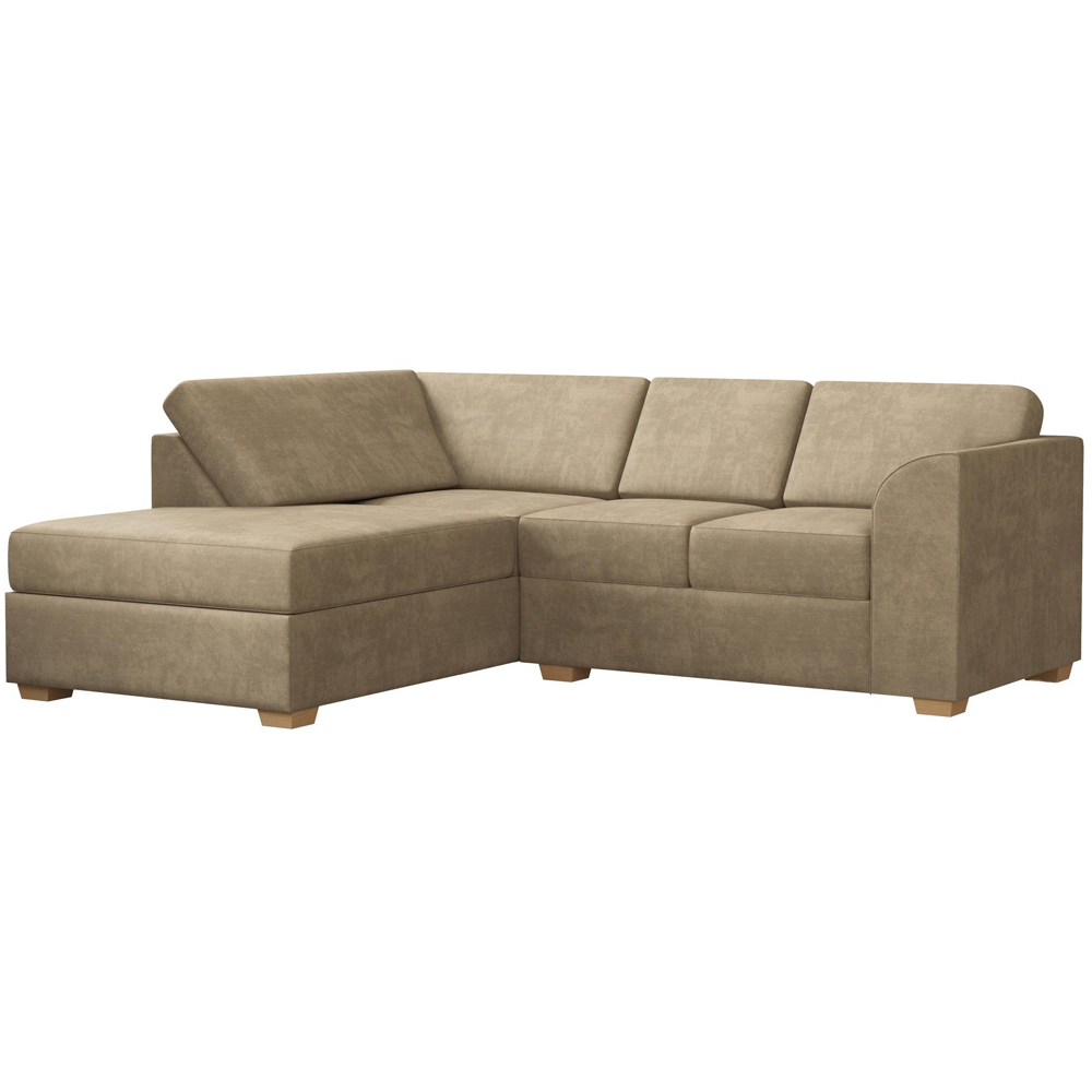 Modo 3 Seater Mink Plush Velvet Left Hand Fixed Back L-Shape Corner Sofa Image 2