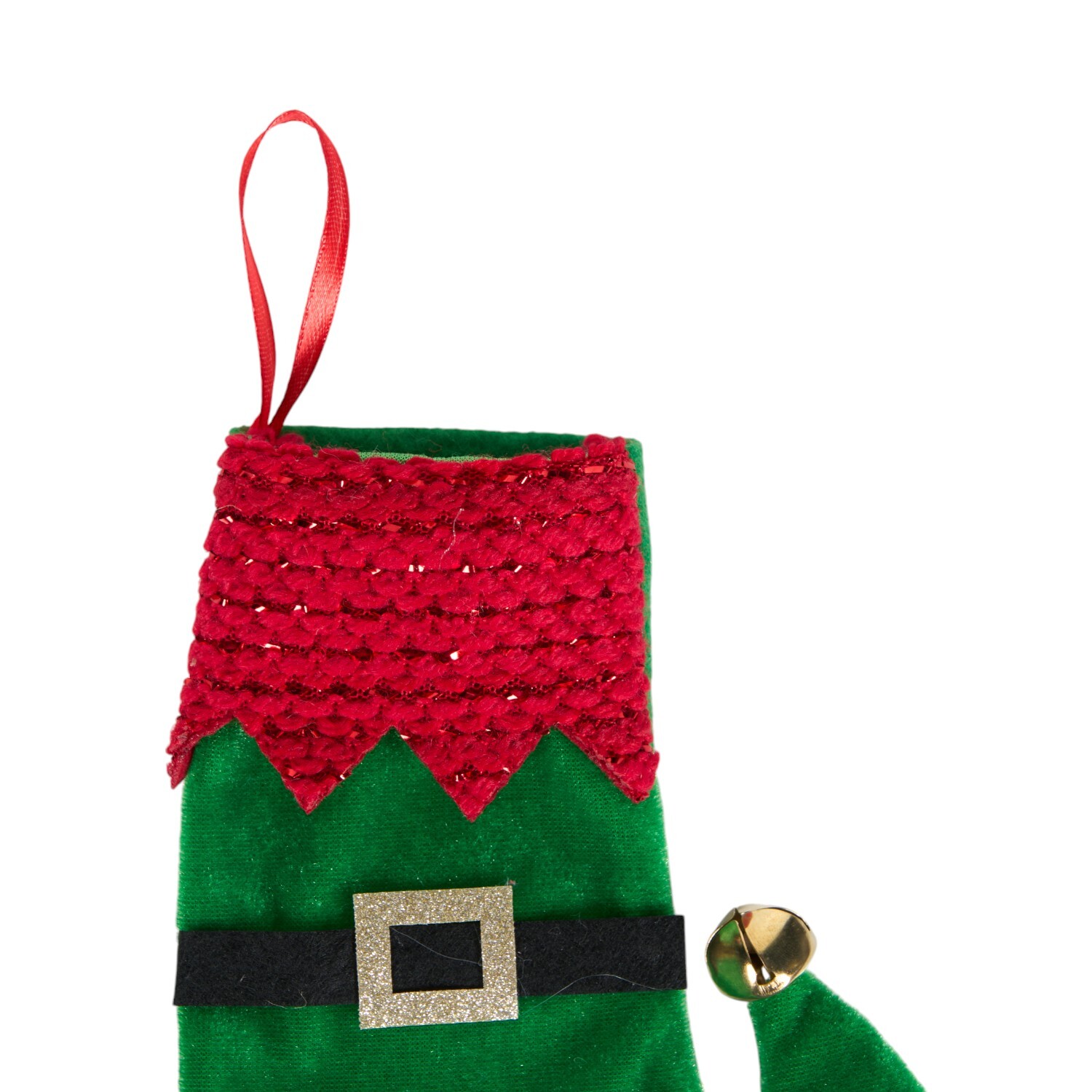 Hanging Elf Boot Decoration Red and Green Image 2