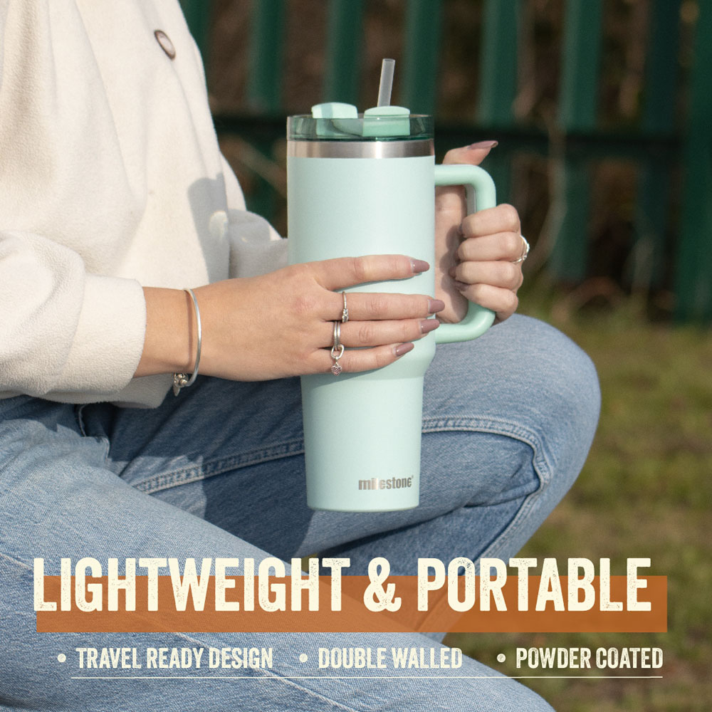 Milestone Camping Mint Green Insulated Travel Tumbler 1L Image 6