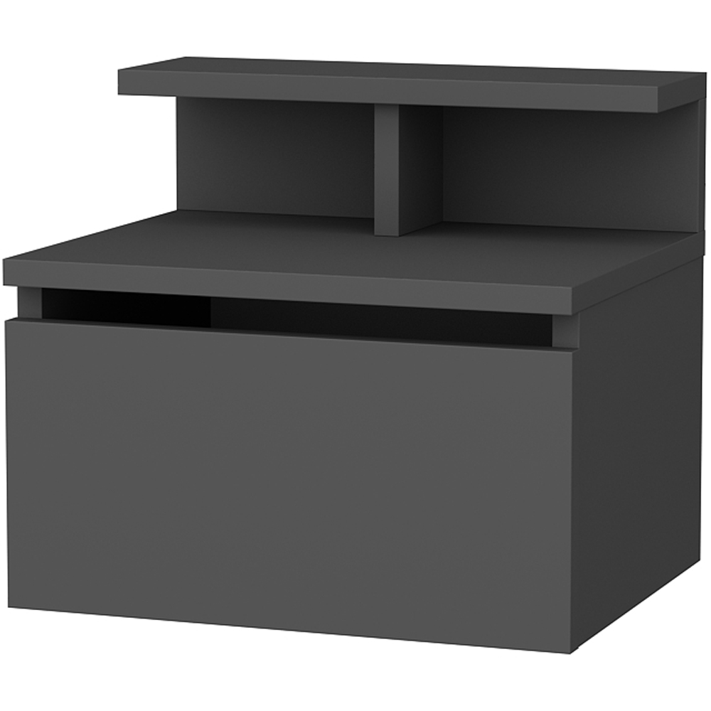 Decorotika Alice Single Drawer Single Shelf Anthracite Floating Bedside Table Image 2