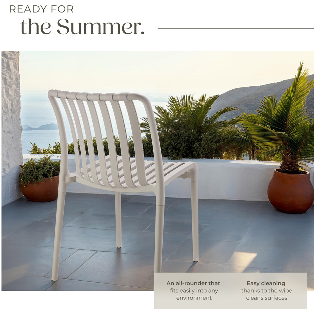 tectake Alcudia Set of 2 Taupe Stackable Garden Chair Image 4