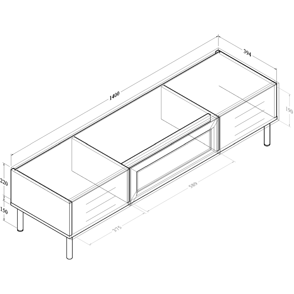Kudl LV51 2 Door Mid Oak TV Unit Image 4