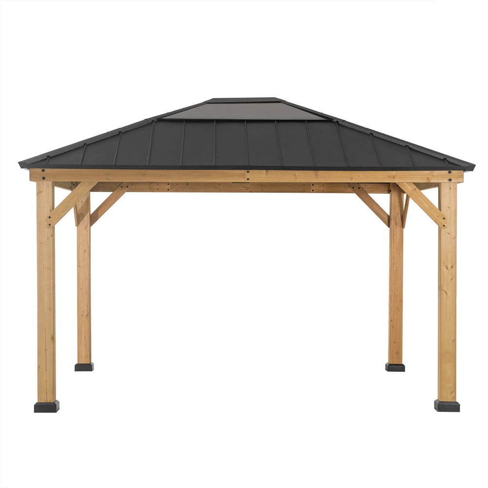 Sunjoy Bruri 3.93 x 3.35m Anthracite Cedar Wood Gazebo Image 2