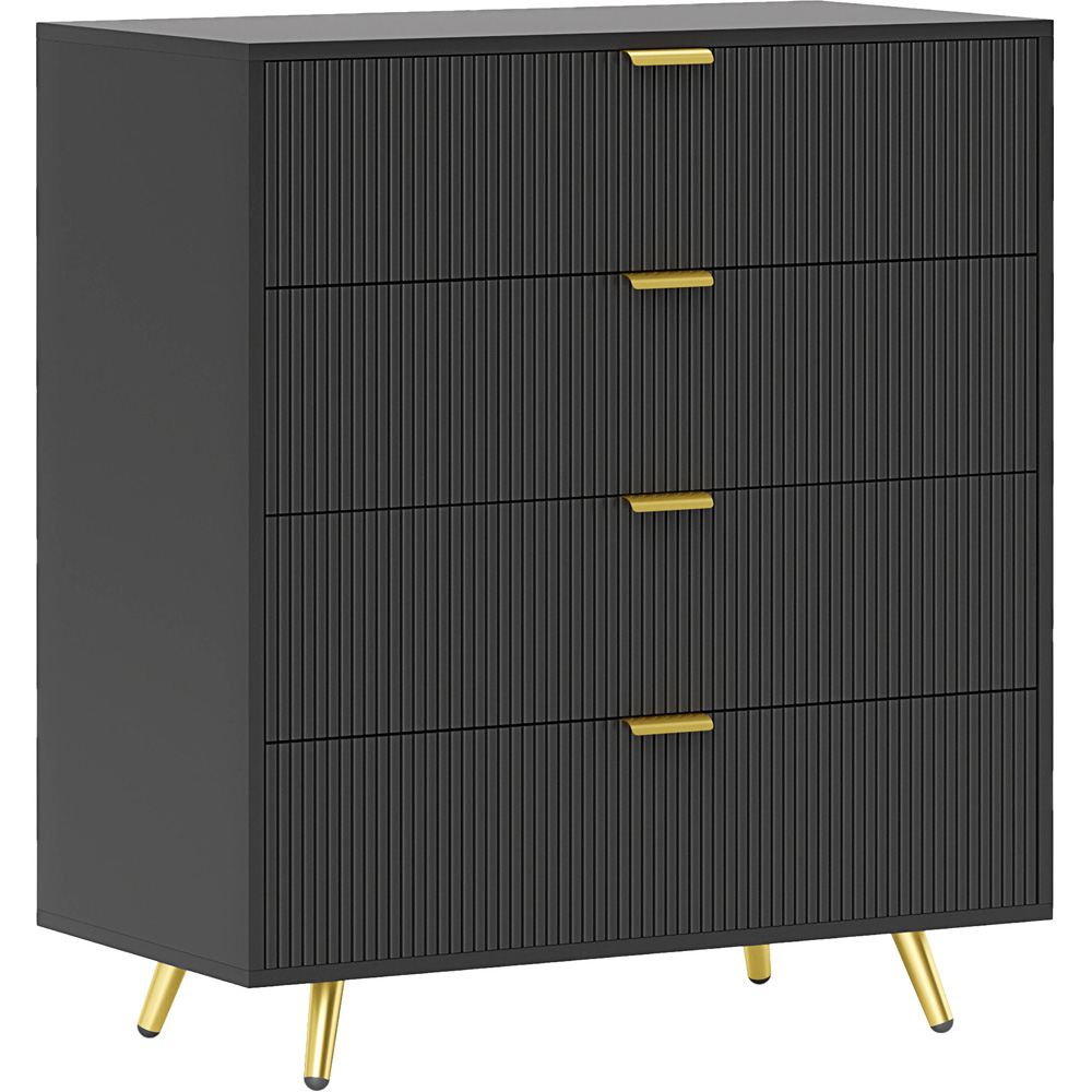 Portland 4 Drawer Black Chest of Drawers Image 2