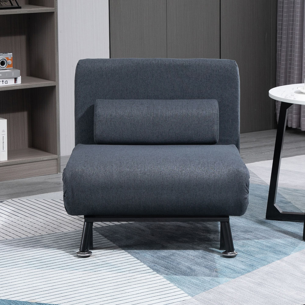 Portland Single Seater Dark Grey Foldable Sofa Bed Image 5