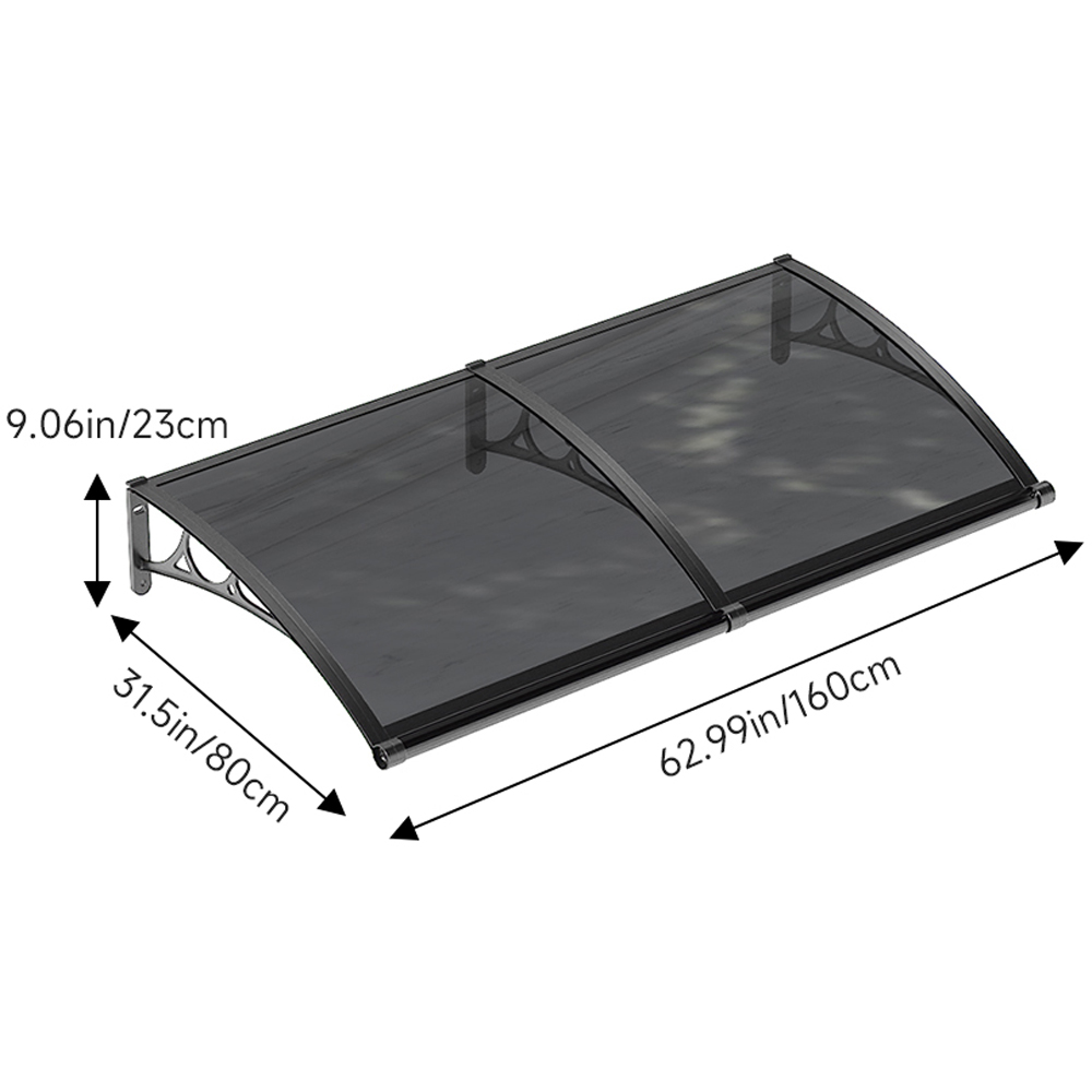 Living and Home Dark Grey Curved Door and Window Canopy 1.6 x 0.8m Image 9