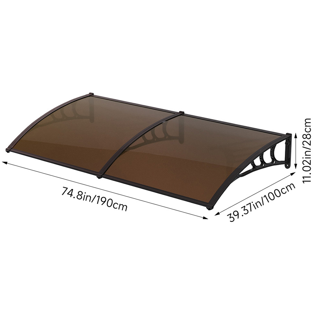 Living and Home Dark Brown Curved Door and Window Canopy 1.9 x 1m Image 9