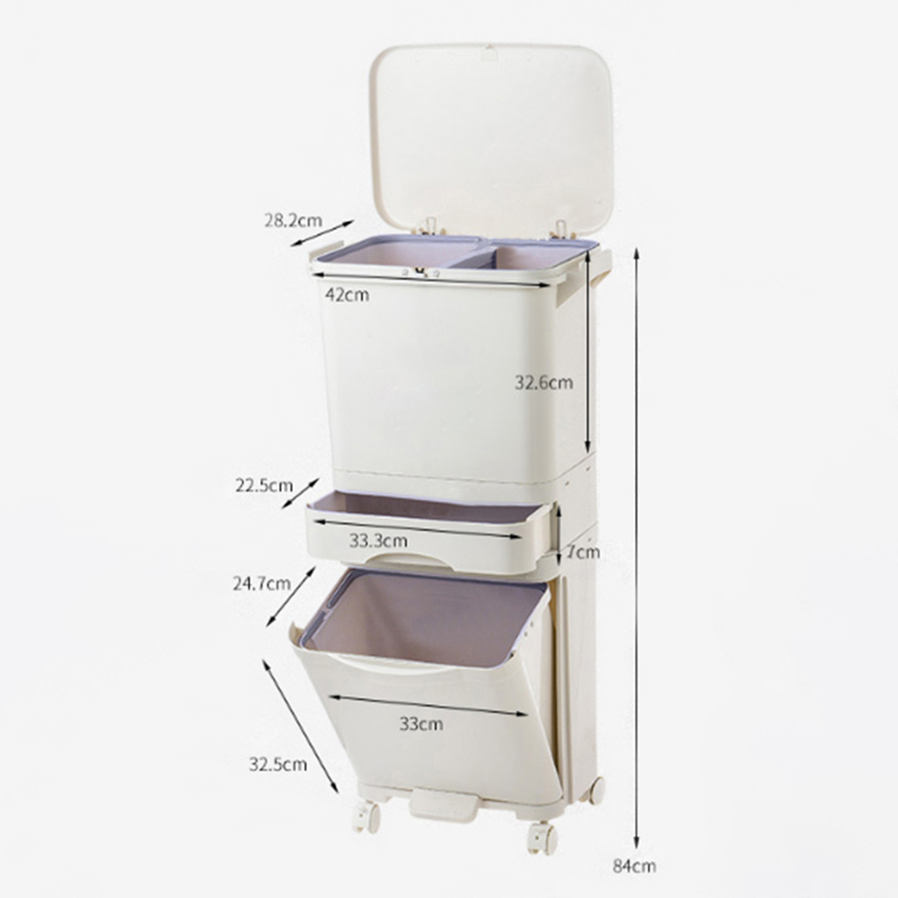 Living and Home White Recycling Pedal Bin 42L Image 9