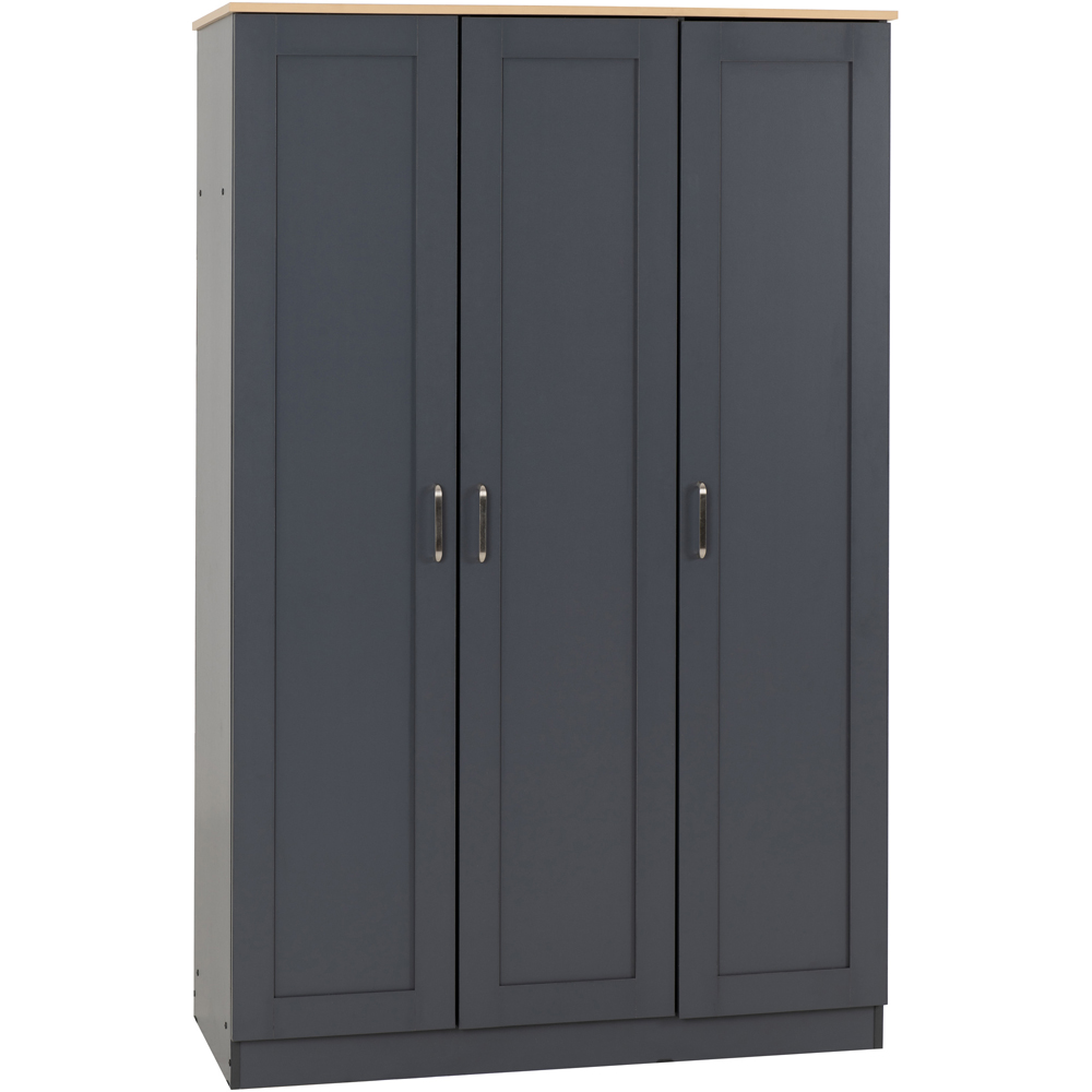 Seconique Portland 3 Door Grey and Oak Effect Wardrobe Image 2