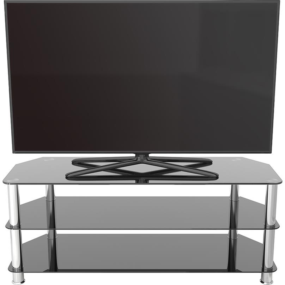 AVF Classic Black and Chrome Glass Corner TV Unit Image 5