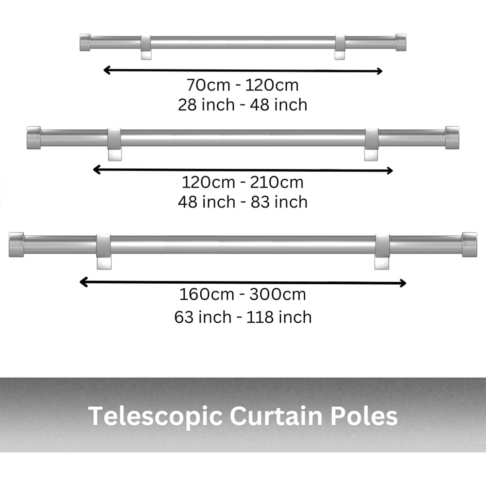 Caecus 210-400cm Extendable Metal Eyelet Painted Grey Crystal Curtain Pole Image 2