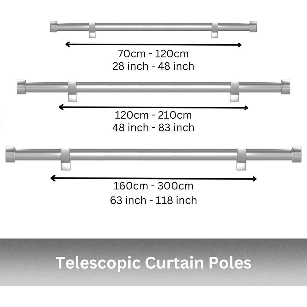 Caecus 70-120cm Extendable Metal Eyelet Painted Grey Crystal Curtain Pole Image 2