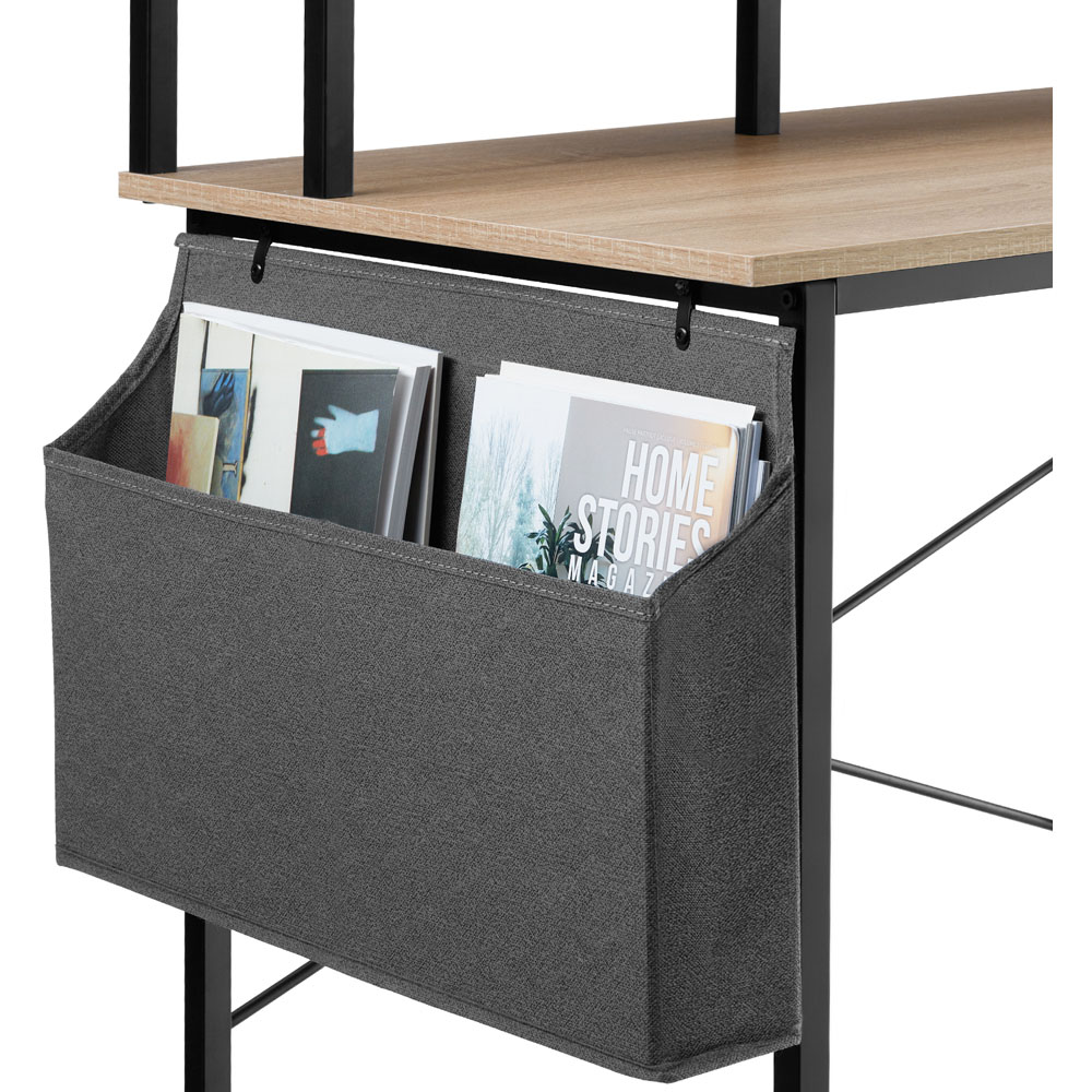 tectake Single Shelf Light Oak Sonoma Wooden Desk with Fabric Bag Image 4