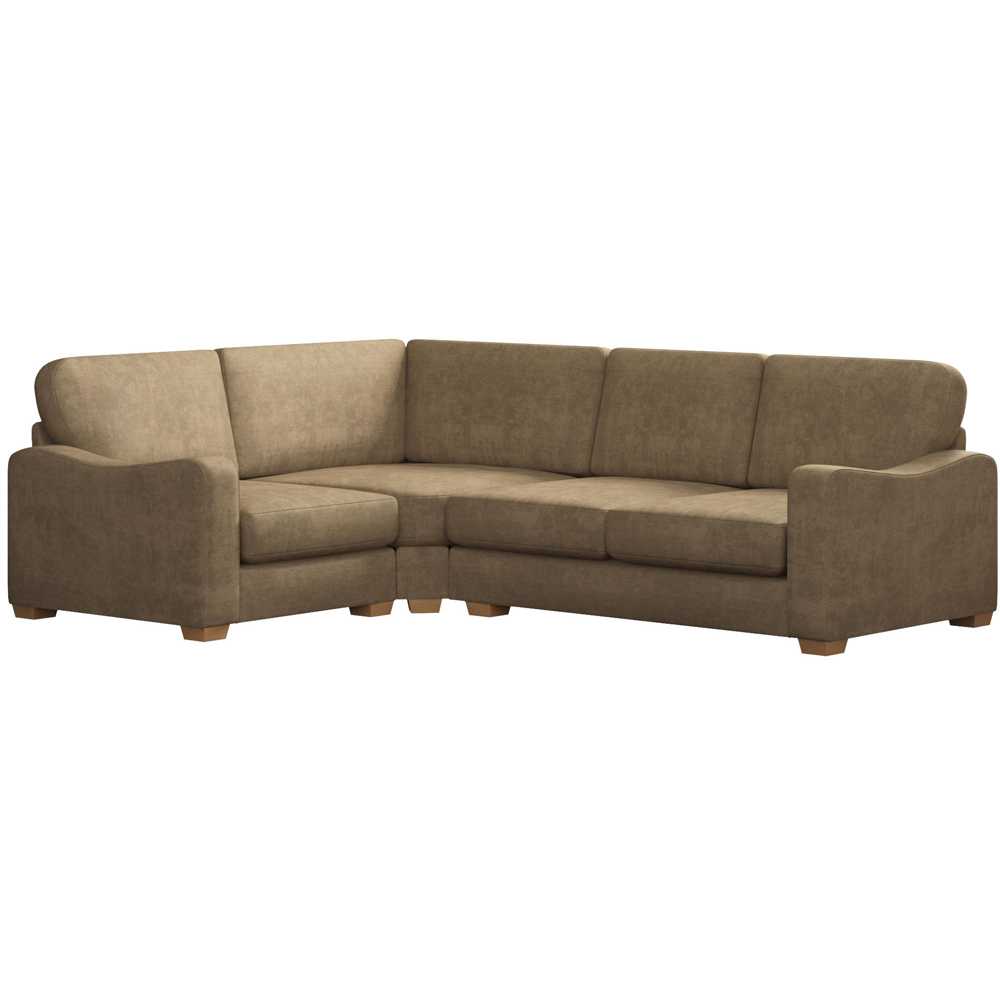 Theadford 3 Seater Mink Plush Velvet Fixed Back Left Hand Corner Sofa Image 2