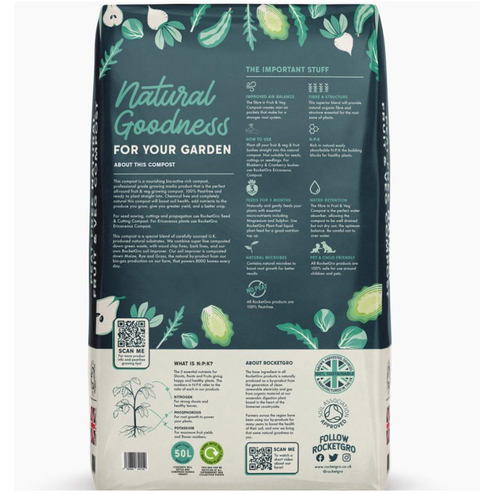 Thompson and Morgan RocketGro Fruit and Vegetable Compost 50L Image 2