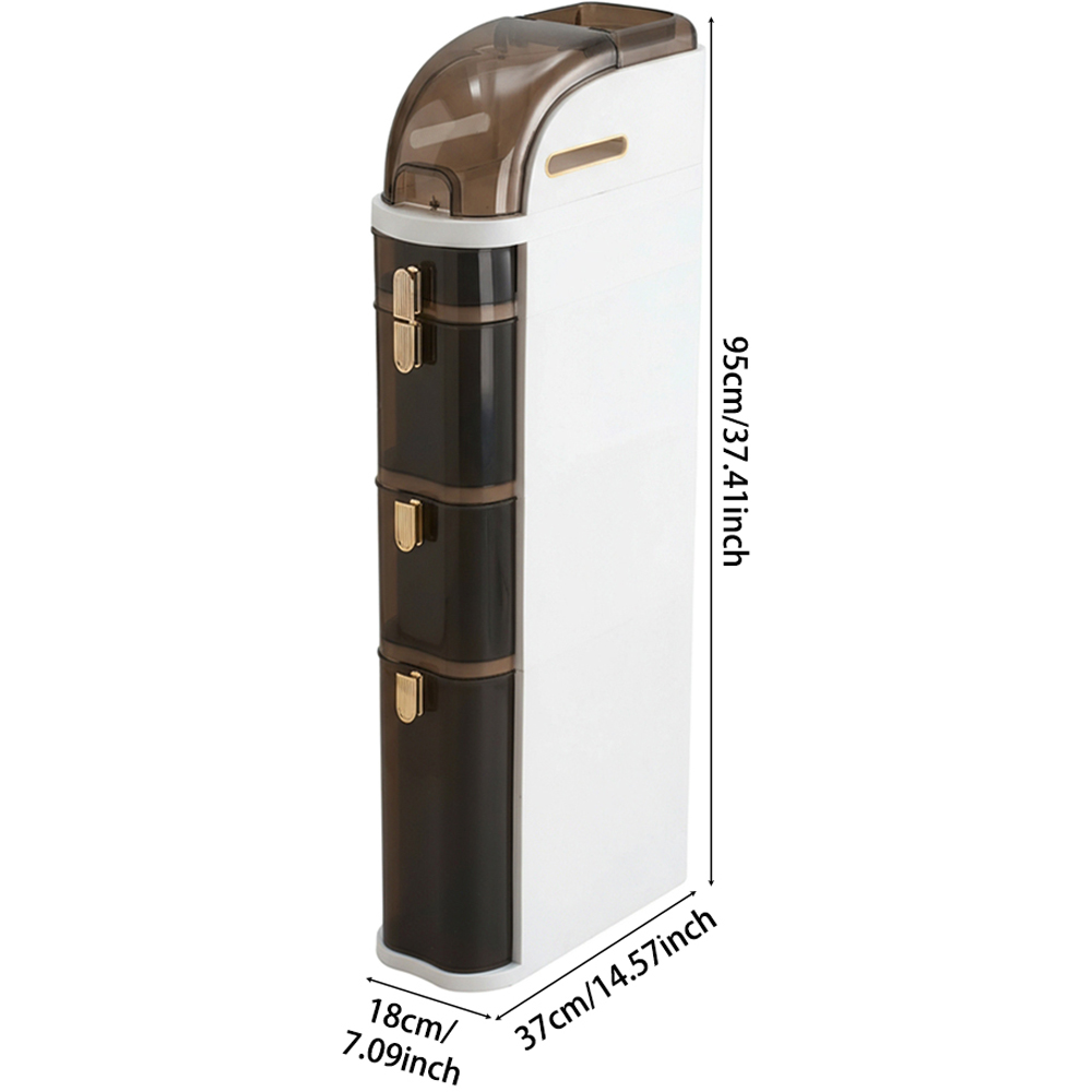 Living and Home 4 Drawer Ivory White and Light Brown Bathroom Storage Cabinet Image 9