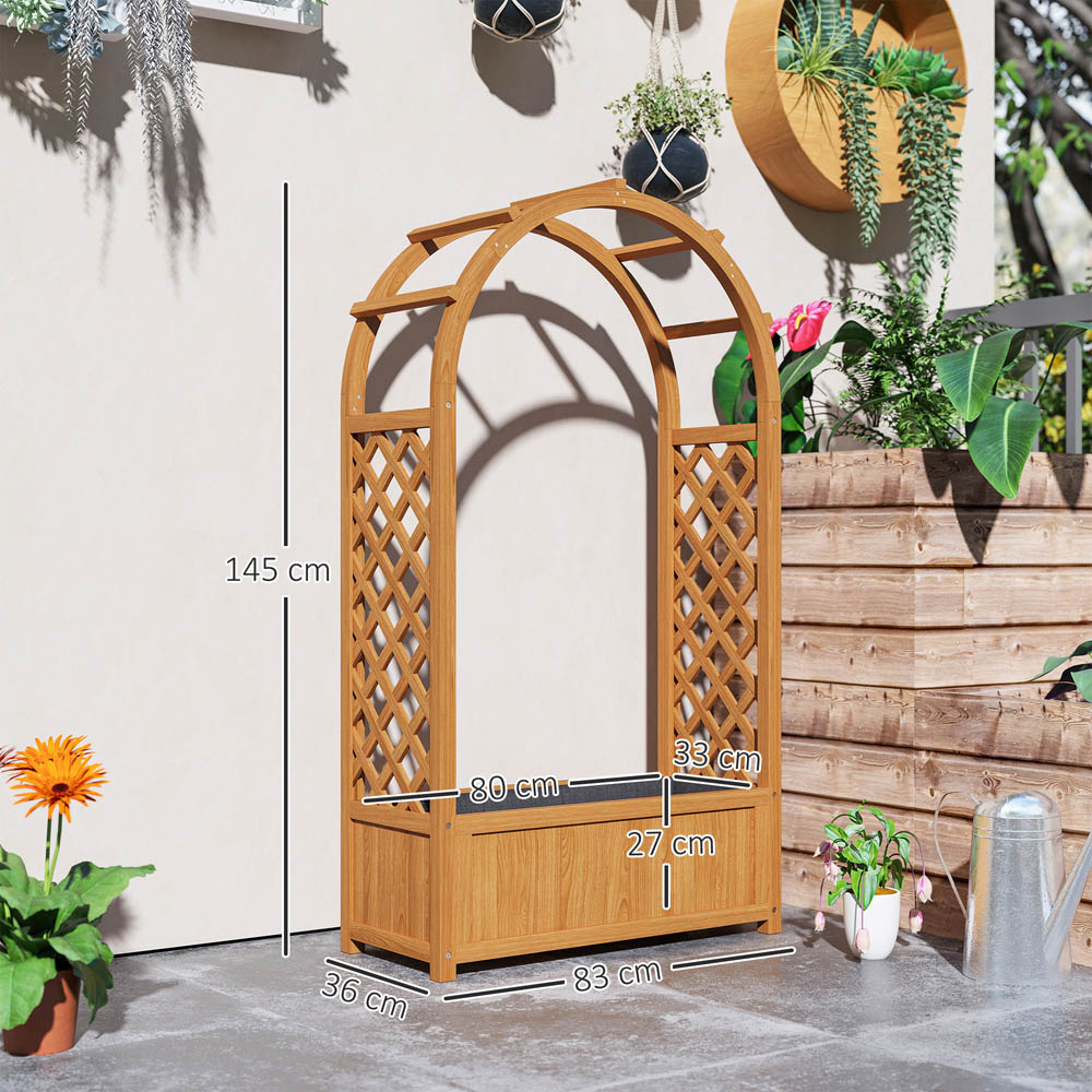 Outsunny Wooden Raised Garden Bed with Trellis Image 9