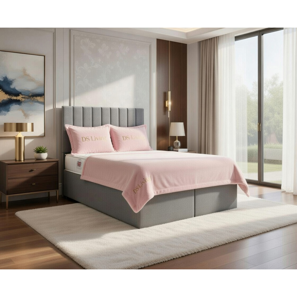 DS Living Aria Double Silver Plush Ottoman Bed Image 5