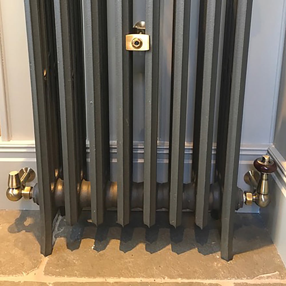 Terma Traditional Antique Brass 3 Axis Thermostatic Radiator Valve and Lockshield Set Image 4