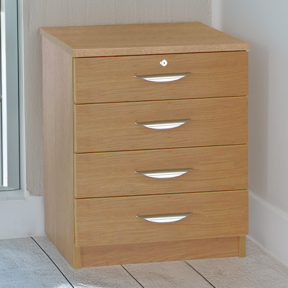 R White Cabinets 4 Drawer Brown Chest of Drawers Image 1