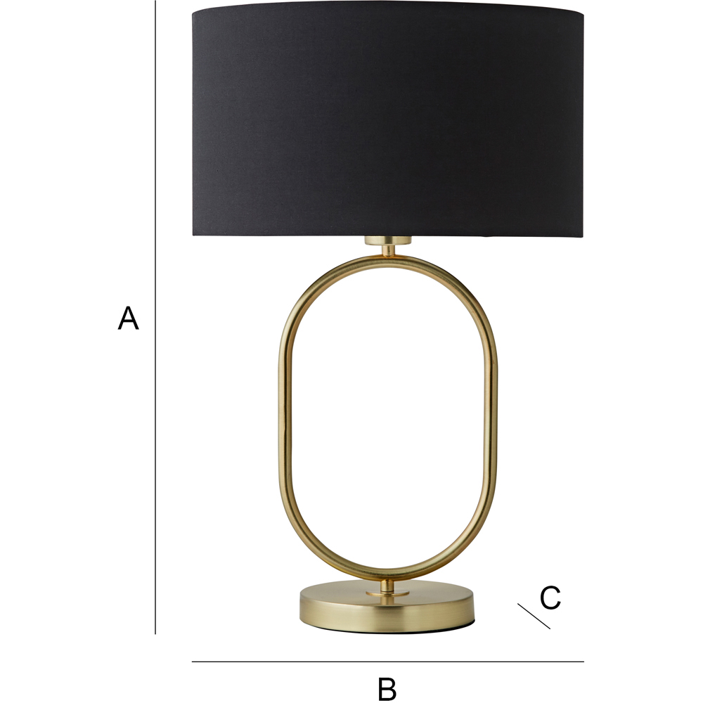 ValueLights Antonia Black Fabric Drum Lamp Shade Brushed Gold Oval LED Table Lamp Image 7