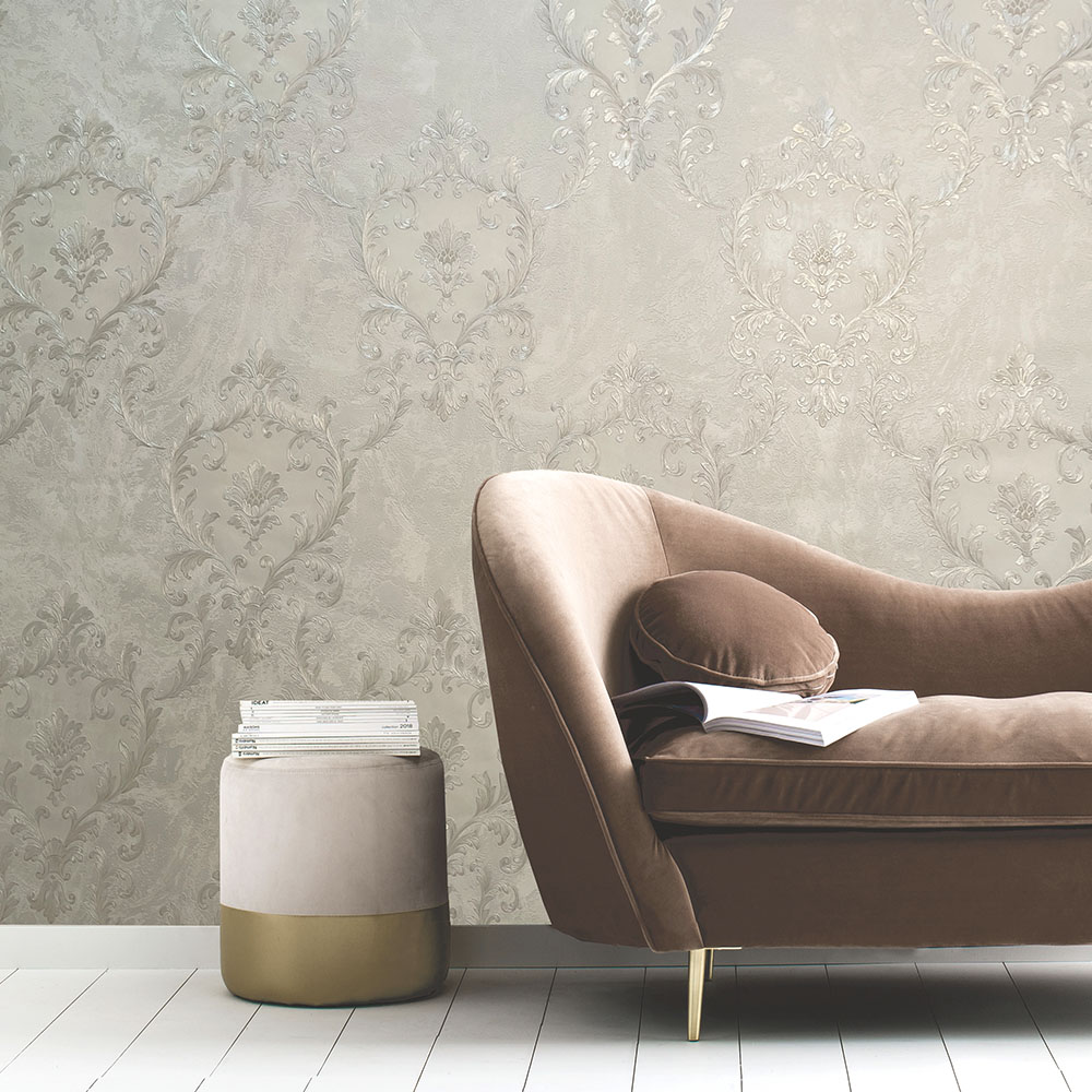 Rasch Sienna Damask Pearl Wallpaper Image 3