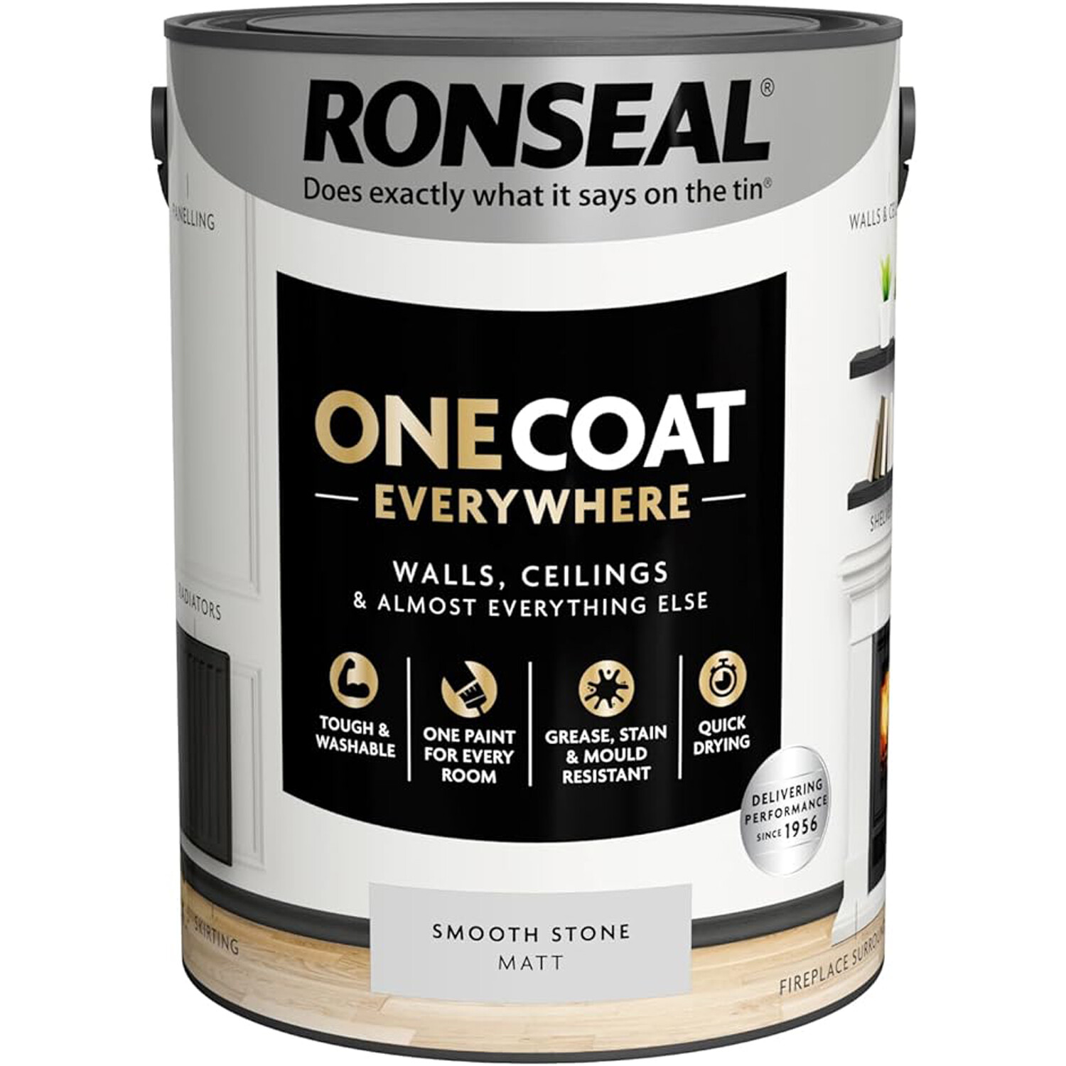 Ronseal One Coat Everywhere Interior Paint Smooth Stone 5l Image 2