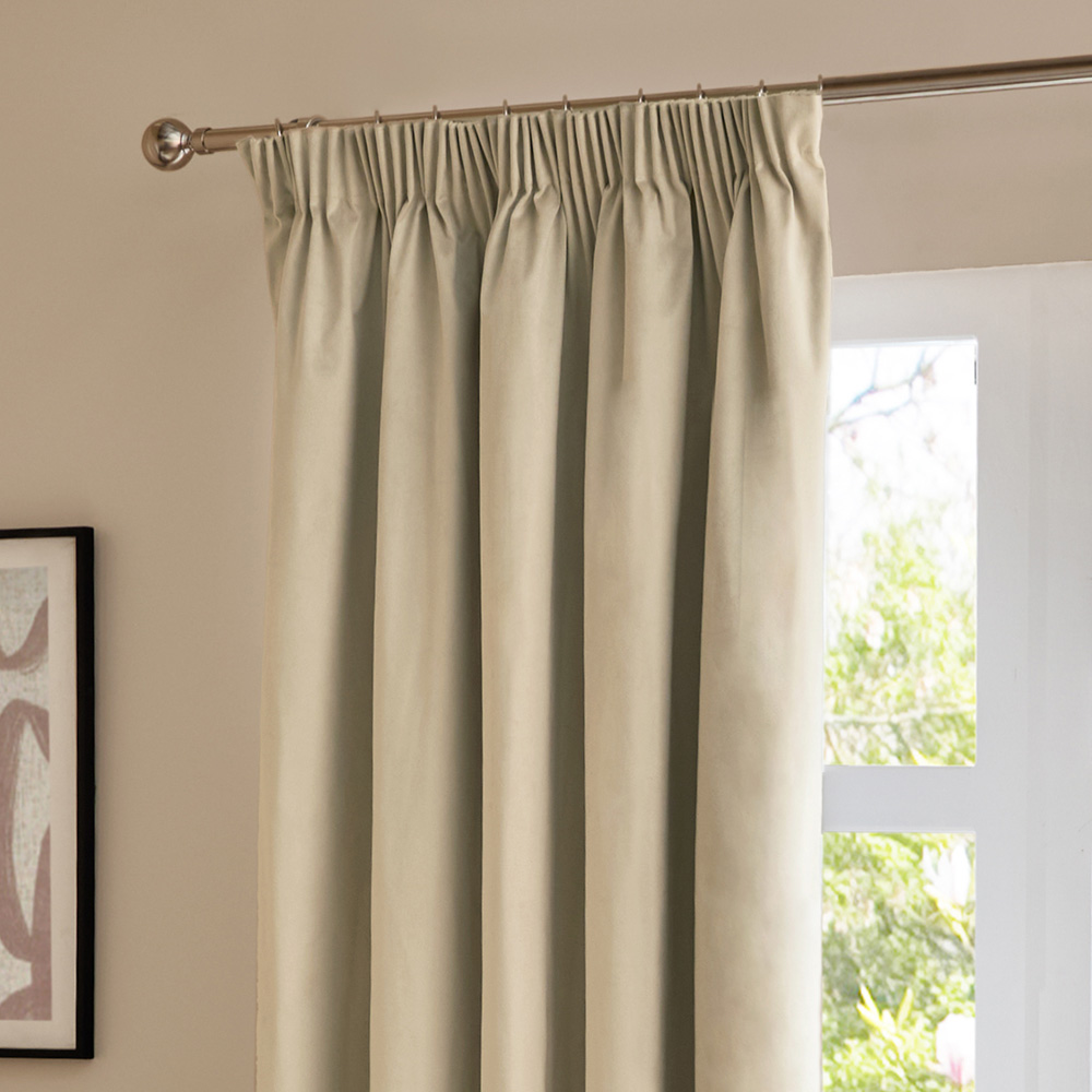 Furn The Ultimate Natural Velvet Blackout Pencil Pleat Curtains 168 x 137cm Image 4