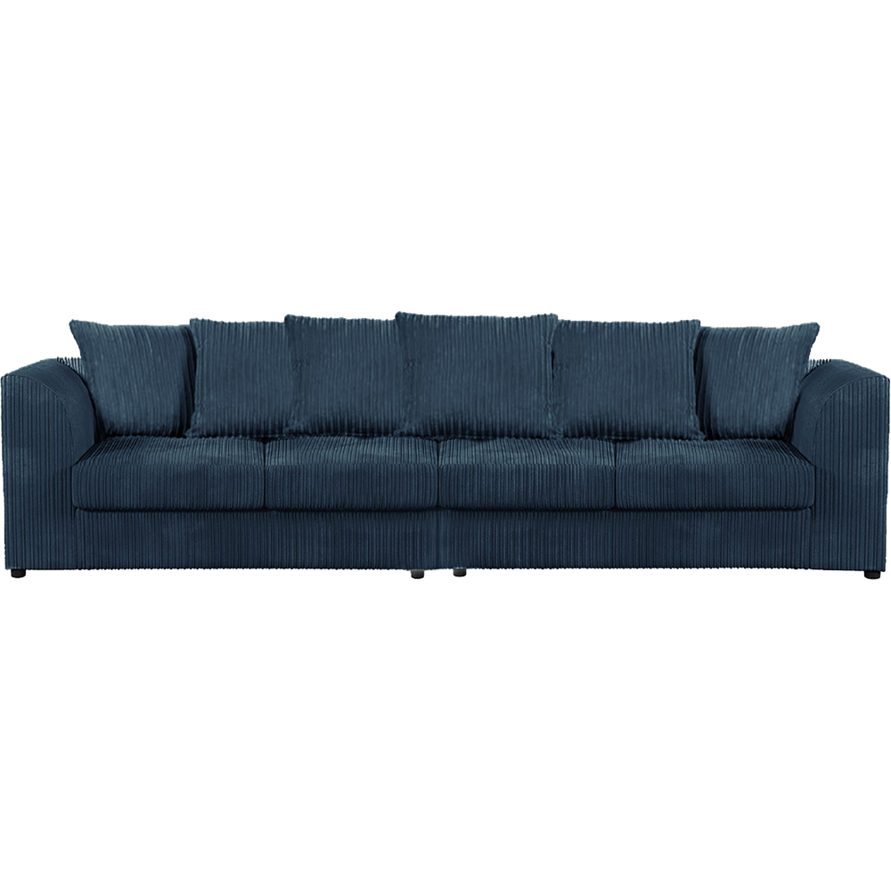 Luxor 4 Seater Navy Blue Jumbo Cord Scatter Back Sofa Image 2