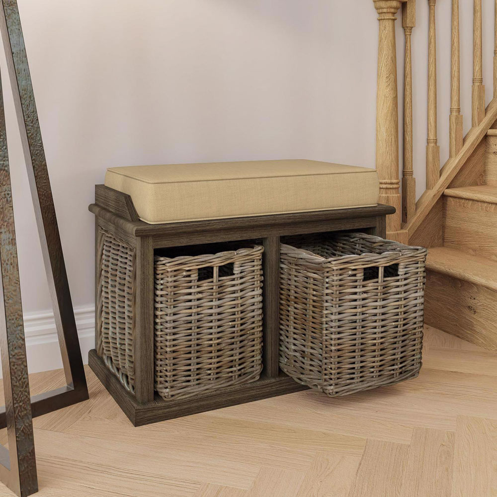 FWStyle Maya 2 Seater Kubu Rattan Handmade Bench with Storage Basket Image 5