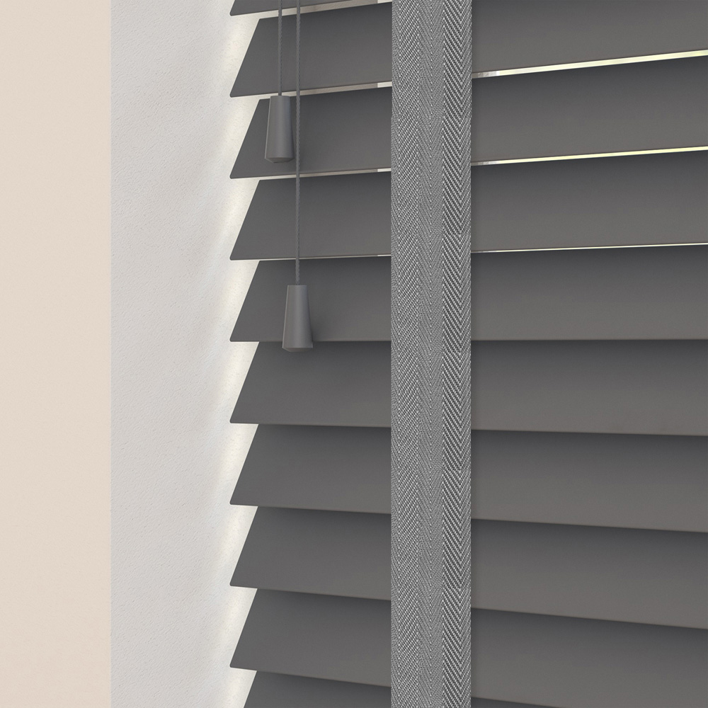 Caecus Real Wood Tape Venetian Blind Dark Grey 165 x 160cm Image 1