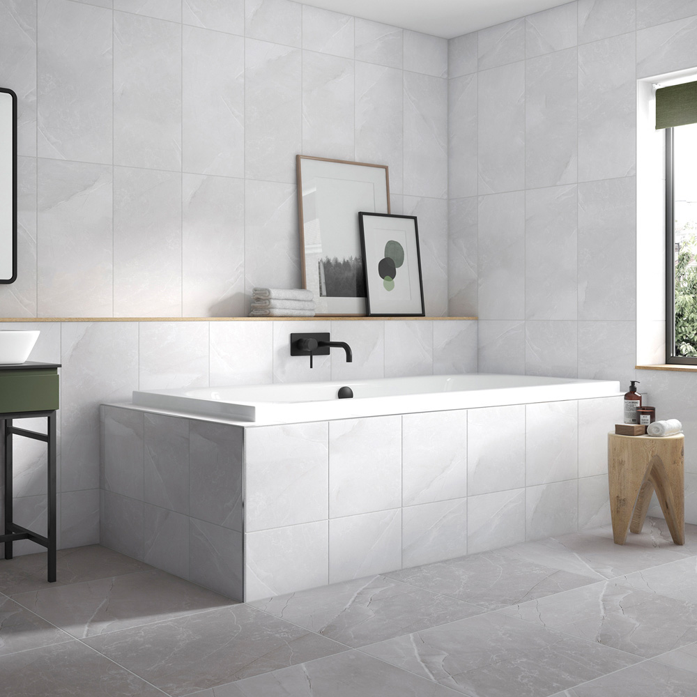 Johnson Tiles Melford Marble Effect Dark Grey Grip Floor Tile L600 x W600mm 4 Pack Image 4